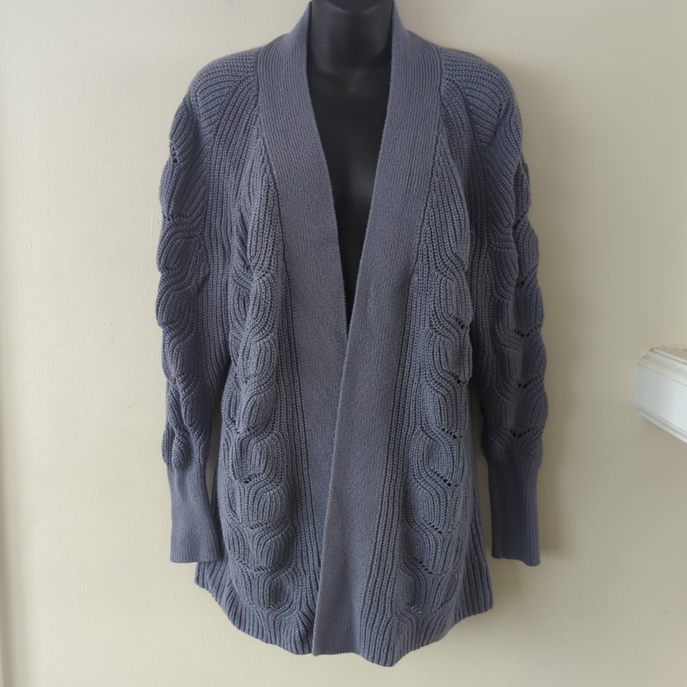 Express Women's Gray Cable Knit Open Cardigan Size Xsmall Preppy/Cottagecore